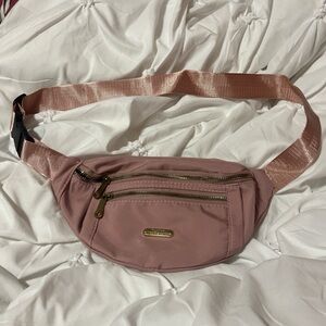 Pink Belt Bag with Gold Accents
